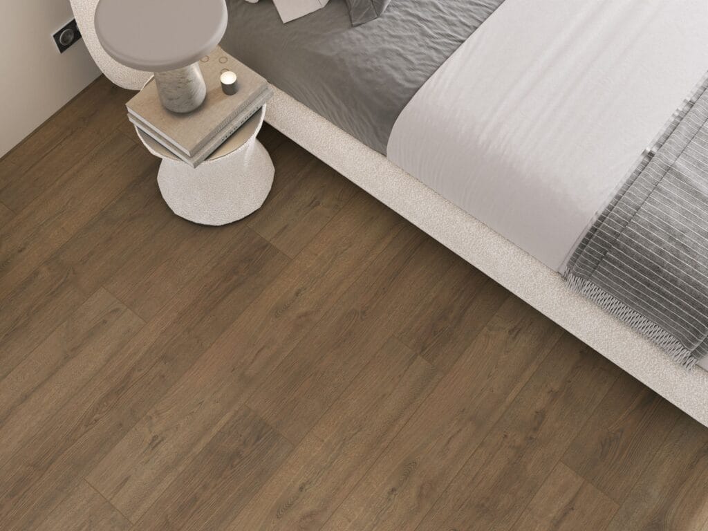 Раскладка ламината вразбежку, вид сверху: Eversense Classic Дуб Турин, доска 1292 × 193 мм с фаской